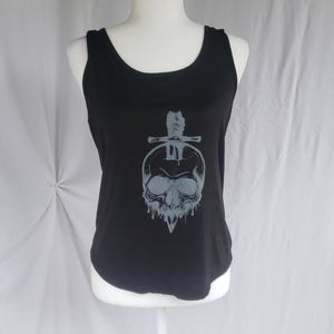 Black soft summer tank top with skull size Large